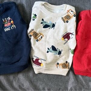 Gerber Kids Construction and Helicopter Sweatshirt Set - Navy, Cream, Red